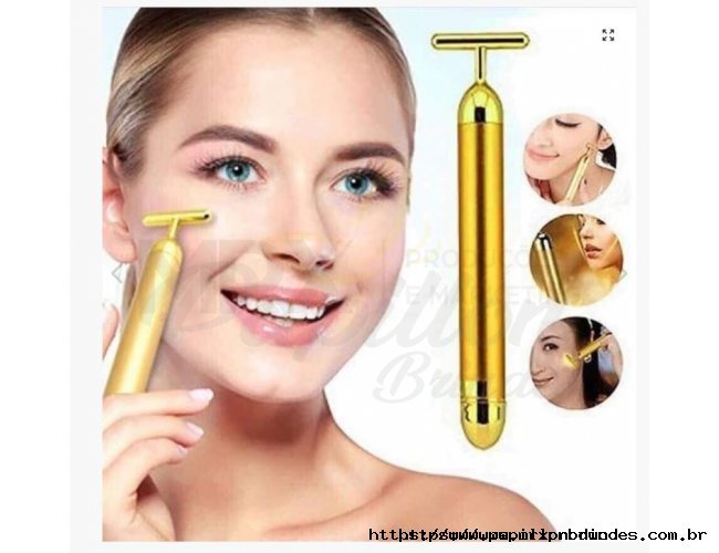 Massageador Facial Eltrico Gold 24k Harmonizao Anti-rugas